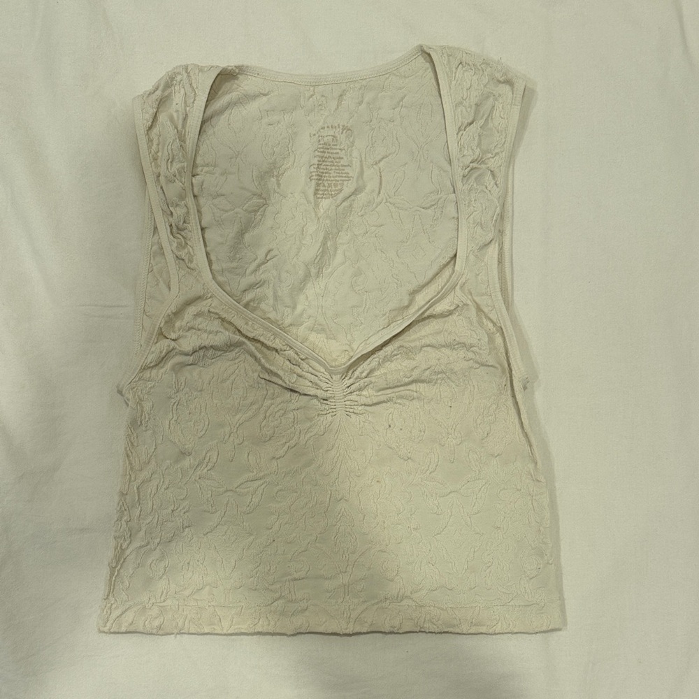 Free People Cream Textured Tank Top